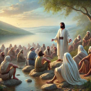 Yeshua teaching by the sea of Galilee